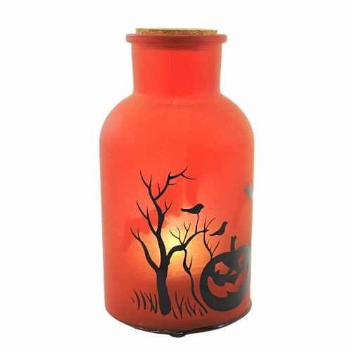 Halloween Led Hologram Table Decor Glass Witch Pumpkins P3902 Orange Perspective: top