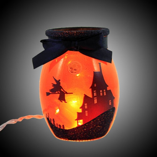 Stony Creek Halloween Pre-Lit Small Jar Glass Cat Haunted House Hsh2280 Haunted Perspective: top