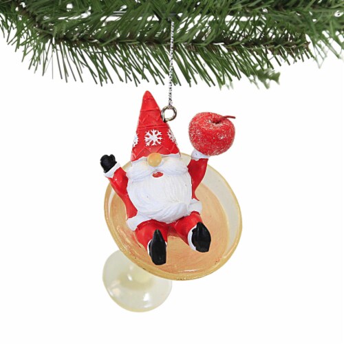 Holiday Ornament Gnome Santa Martini Resin Cherry Peppermint Mx181583 Cherry Perspective: top