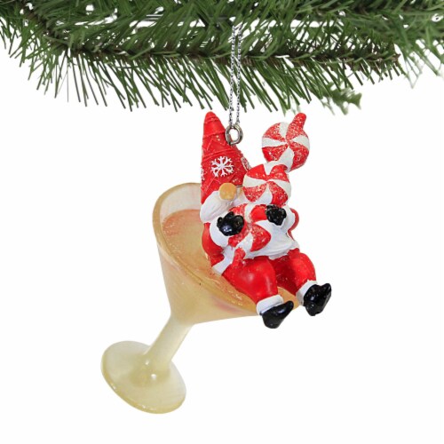 Holiday Ornament Gnome Santa Martini Cherry Peppermint Mx181583 Peppermint Perspective: top