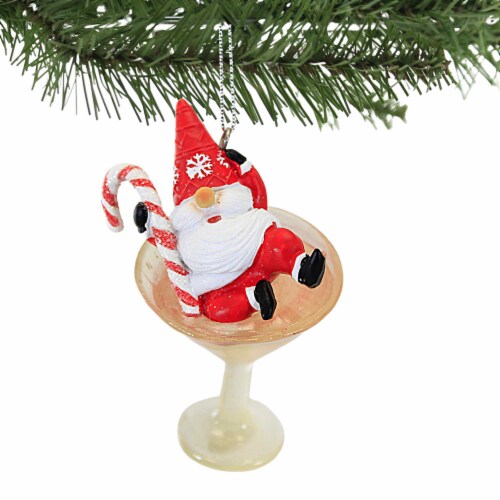 Holiday Ornament Gnome Santa Martini Cherry Peppermint Mx181583 Candy Cane Perspective: top