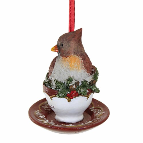 Holiday Ornament Cardinal Cup Ornamrent Holly Teacups Saucer 135077 Peace Perspective: top