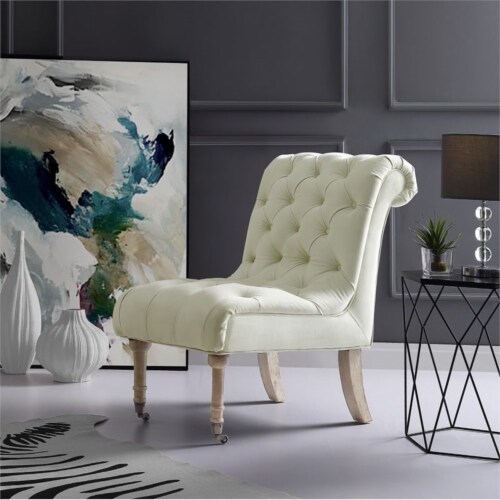 Tufted armless online accent chair