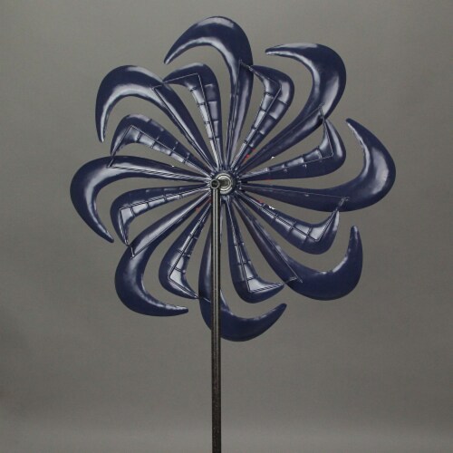 63 Inch Red White & Blue Stars and Stripes Metal Pinwheel Wind Spinner Perspective: top