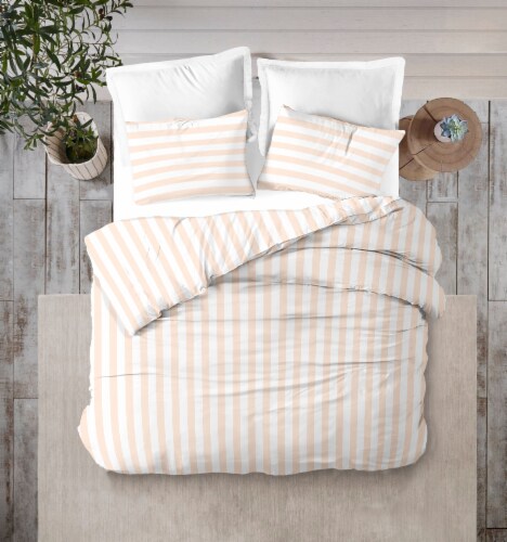 Anti-Bacterial 100% Cotton Sateen Duvet Set Gold Stripe 45 Full Queen Perspective: top
