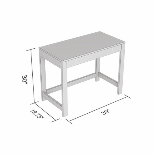 Safdie & Co. 39 L Computer Desk with 1-Compact Drawer in Light Grey Perspective: top
