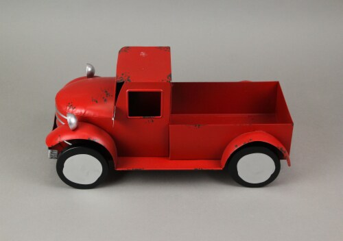 Rustic Metal Antique Pickup Truck Indoor or Outdoor Planter-Red Western Décor Perspective: top