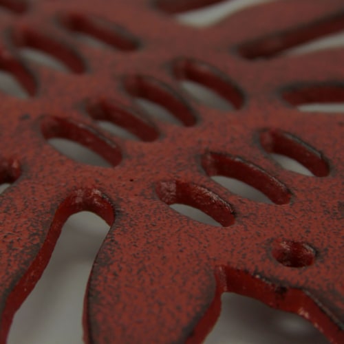 Distressed Red Cast Iron Lobster Shaped Trivet Set of 2 Perspective: top