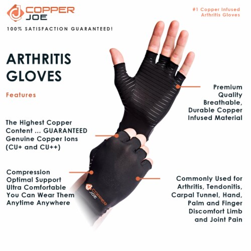 Copper Joe Fingerless Compression Arthritis Gloves-1 Pair  Perspective: top