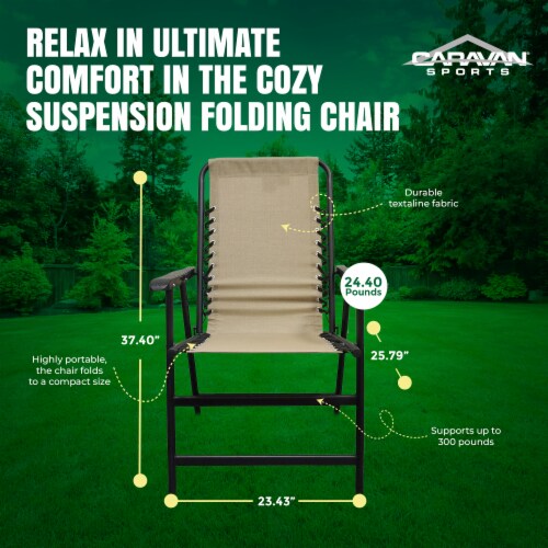 Caravan Canopy Infinity Suspension Portable Folding Sports Chair, Regular, Beige Perspective: top