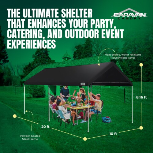 Caravan Canopy Domain 10 x 20 Foot Straight Leg Instant Canopy Tent Set Black 1 Piece Harris Teeter