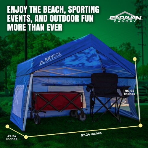 Caravan Canopy Skybox 3.2' x 6.5' Instant Multipurpose Steel Sport Shelter, Blue Perspective: top