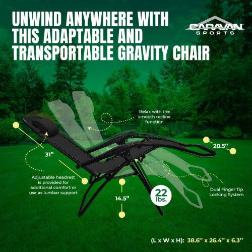 Caravan Sports Infinity Zero Gravity Chair 2PK Black Perspective: top