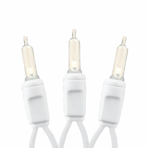 70 Light T5 LED Christmas Mini Light Set, Warm White, White Wire, 35' Long Perspective: top