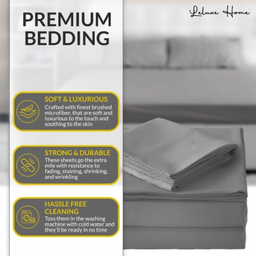 Leluxe Home Striped Full Size Bed Sheets Set 6 Pc Deep Pocket bed sheets Full sheet set Perspective: top