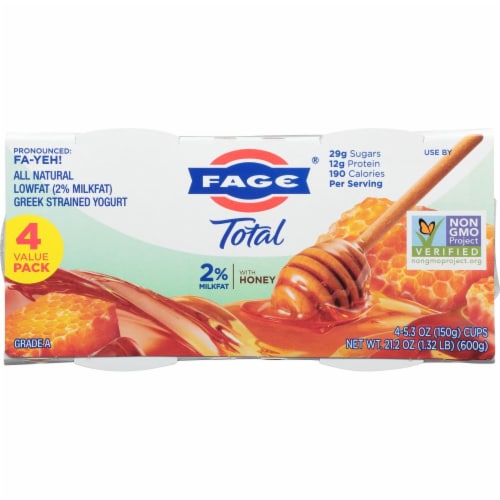 Fage Total 2% Lowfat Greek Yogurt with Honey Perspective: top