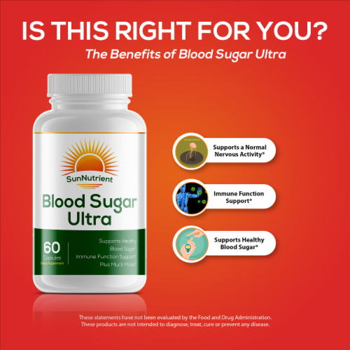Blood Sugar Ultra Capsules, Organic Supplement with Cinnamon Bark Powder - 60 Capsules Perspective: top