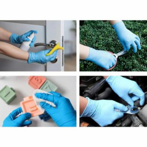 Disposable gloves, Nitrile Vinyl mix Exam Glove powder free, Latex free glove (Large, 200pcs) Perspective: top