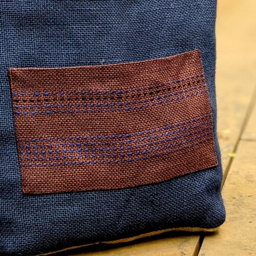 BISHESH Organic Reversible Cotton-lined Small Tote Bag with Two Pockets Perspective: top