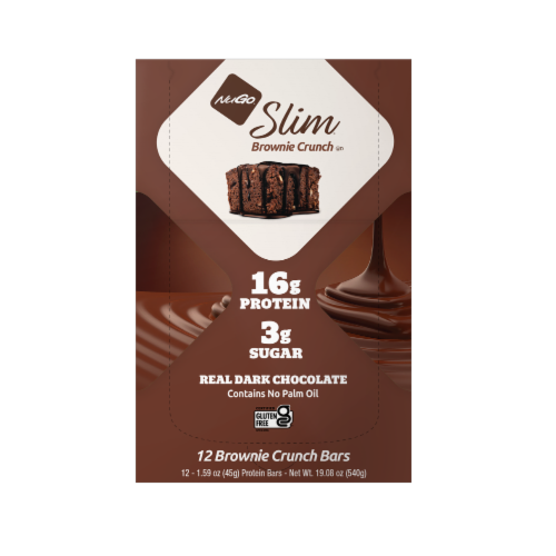 NuGo Nutrition NuGo Slim Gluten Free Brownie Crunch Protein Bar Perspective: top