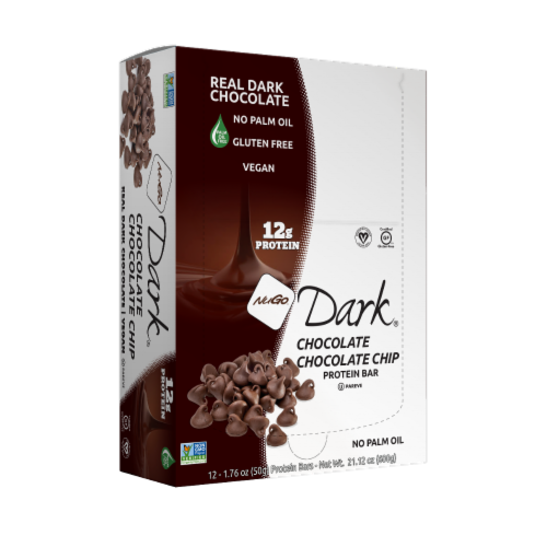 NuGo® Dark® Chocolate Chocolate Chip Gluten Free Vegan Protein Bars Perspective: top