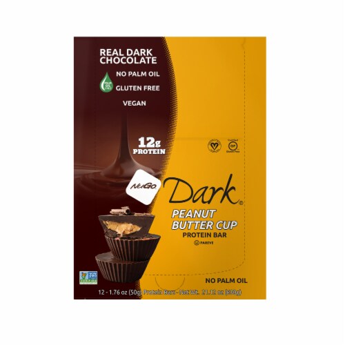 NuGo® Dark® Chocolate Peanut Butter Cup Gluten Free Vegan Protein Bars Perspective: top