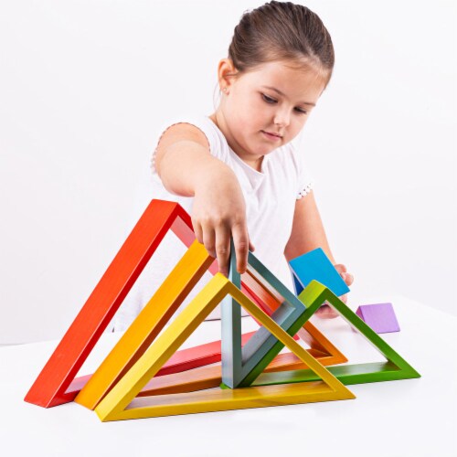 Bigjigs Toys, Wooden Stacking Triangles Perspective: top