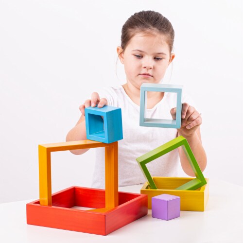 Bigjigs Toys, Wooden Stacking Squares Perspective: top