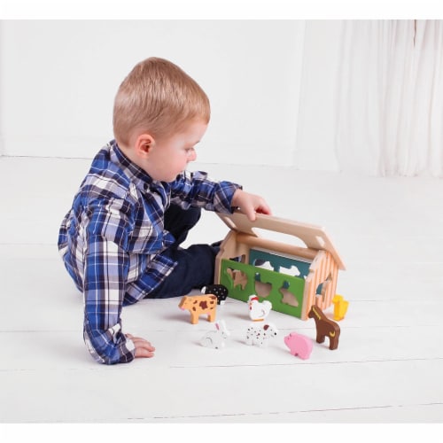 BigJigs Toys Baby Bigjigs Farm House Sorter (BJTBB108) Perspective: top