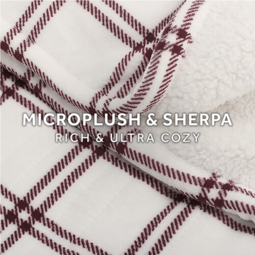 Sunbeam Heated Throw Blanket - Tartan Plaid Red Perspective: top