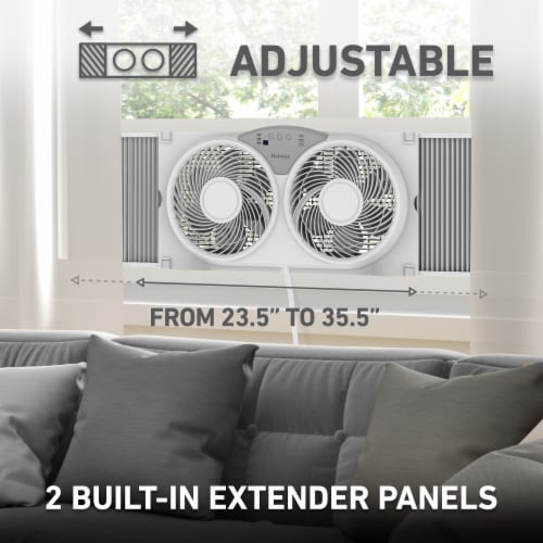 Holmes® Clean Breeze Twin Digital Window Fan with Reversible Airflow Perspective: top