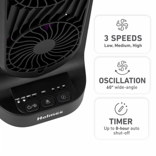 Holmes® Dual Blade Clean Breeze Desk Fan Perspective: top