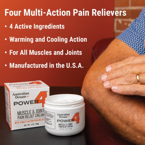 Australian Dream Power 4 - Muscle and Joint Pain Relief Cream - 4oz Jar Perspective: top