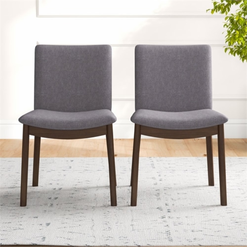 Valentine Mid-Century Modern Light Gray Fabric Dining Chair Set of 2 Perspective: top