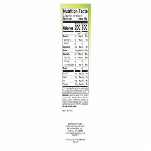InnovAsian Mini Vegetable Spring Rolls, Frozen Perspective: top