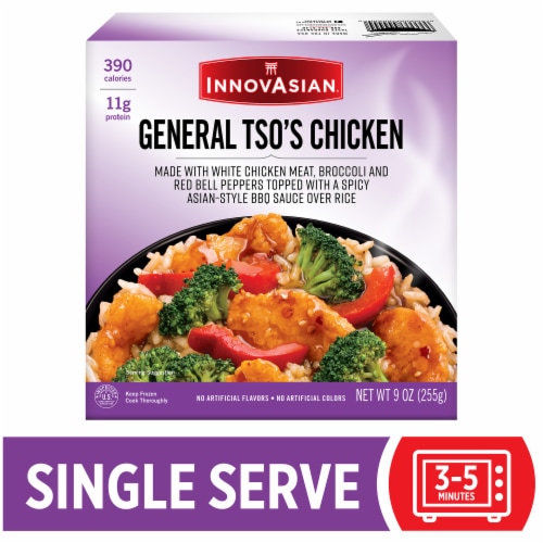 InnovAsian General Tso's Chicken Rice Bowl, 9 oz (Frozen) Perspective: top