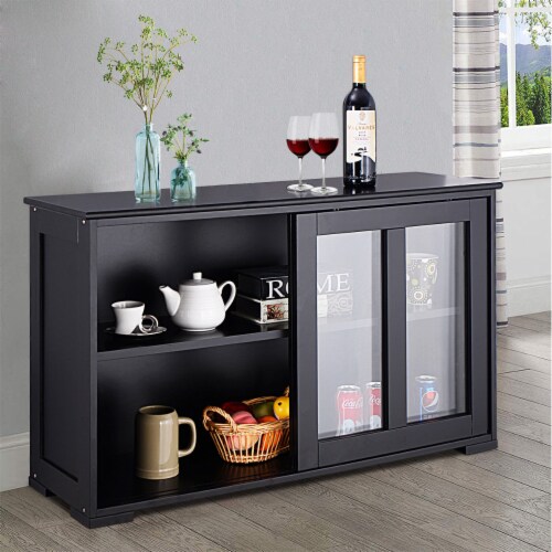 Costway Storage Cabinet Sideboard Buffet Cupboard Glass Sliding