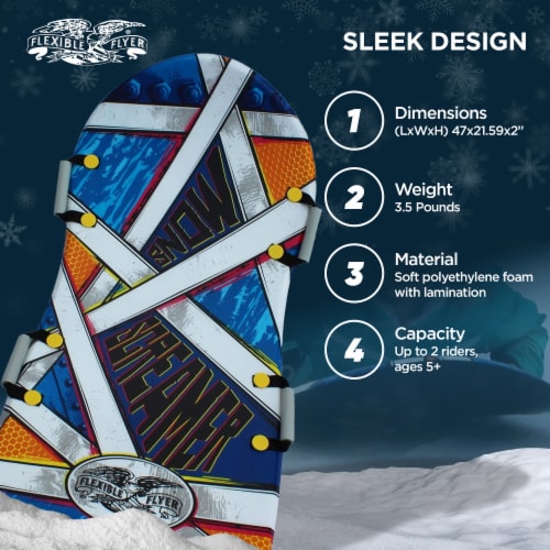 Flexible Flyer Snow Screamer 47 Inch 2 Person Foam Snow Sled for Kids and Adults Perspective: top