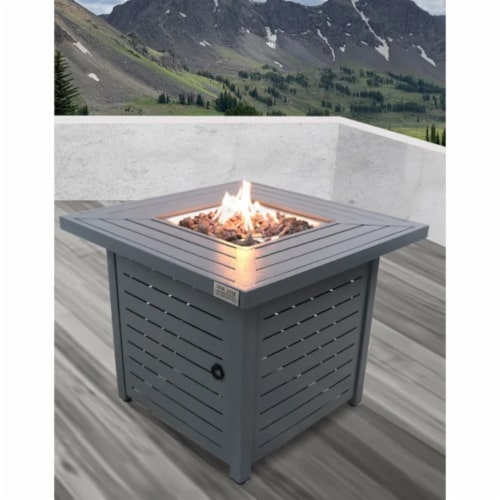 Living Source International 25'' H x 30'' W Steel Outdoor Fire Pit Table with Lid Perspective: top