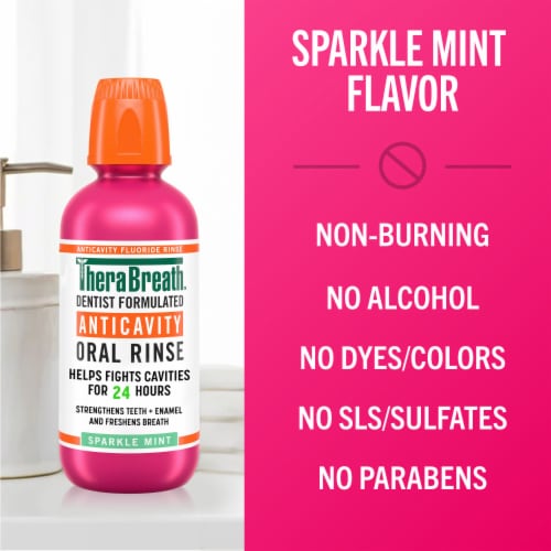 TheraBreath Anticavity Fluoride Mouthwash Sparkle Mint Alcohol-Free Perspective: top