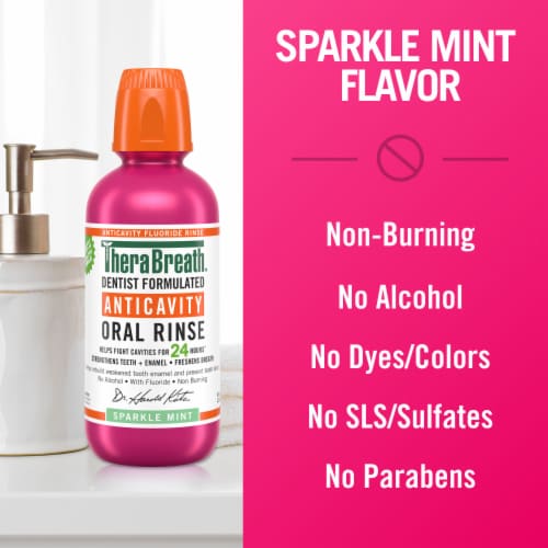 TheraBreath Anticavity Fluoride Mouthwash Sparkle Mint Alcohol-Free Perspective: top
