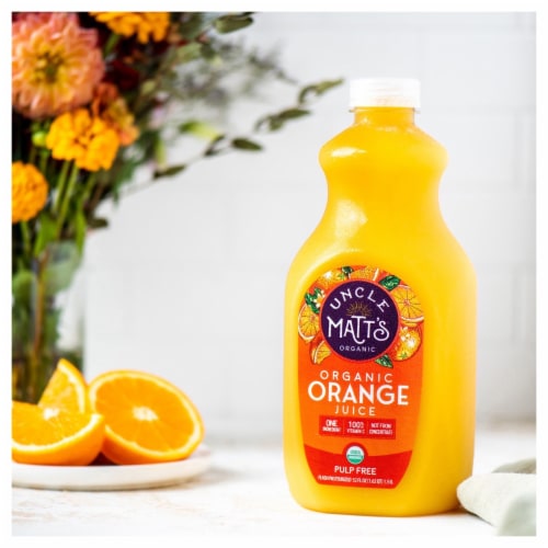 Uncle Matt's Organic Pulp Free Orange Juice Perspective: top