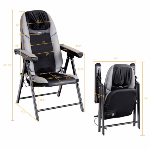 Gymax Adjustable Folding Shiatsu Massage Chair Heated Back Neck