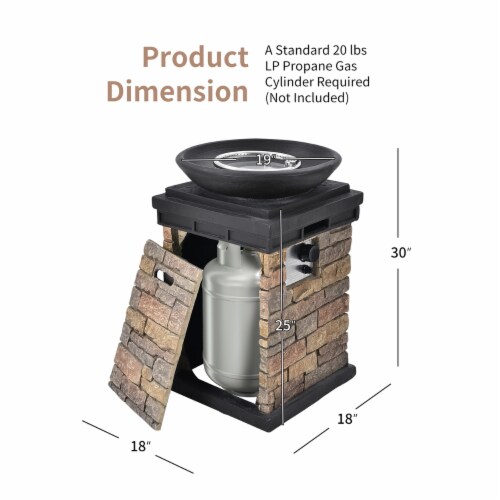 Patio Propane Burning Fire Bowl Column W/ Cover 40,000 BTU & Lava Rocks Perspective: top