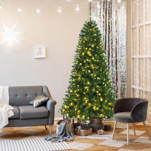 Costway 7ft Prelit Hinged Christmas Tree w/ Remote Control & 9