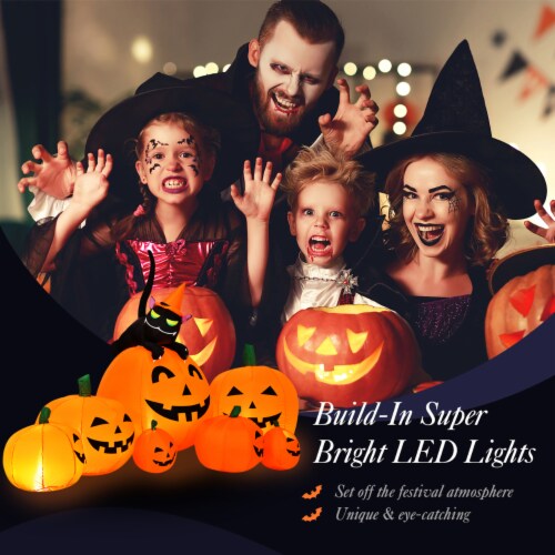 Halloween 7.5 FT Inflatable Pumpkin Combo Decoration w/ Witch Black Cat Perspective: top