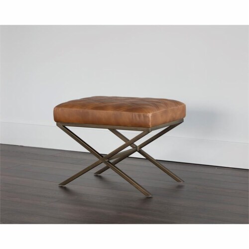 Sunpan Wisconsin 23.5  Mid-Century Faux Leather Bench in Tobacco Tan Perspective: top