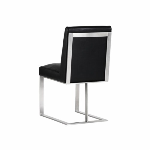 Sunpan Dean 20  Modern Leather Dining Chair in Stainless Steel/Cantina Black Perspective: top