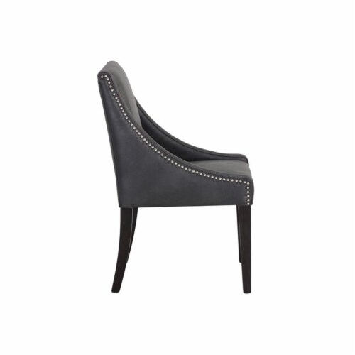 Sunpan Lucille 18  Modern Faux Leather Dining Chair in Gray/Espresso Perspective: top