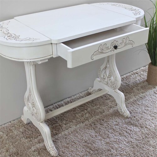 International Caravan Windsor Carved Wood Writing Table with Flip-up Drawers International Caravan Windsor Carved Wood Writing Table with Flip-up Drawers